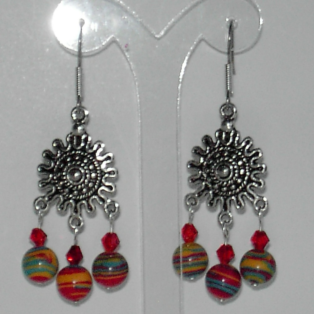 Multi color faux turquoise earrings (#365)